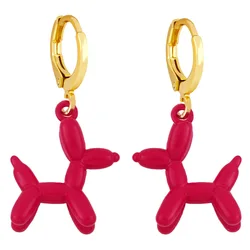 New Arrival Fashion Balloon Dogs Earrings Jewelry Brass Hoop Enamel Balloon Dog Earrings