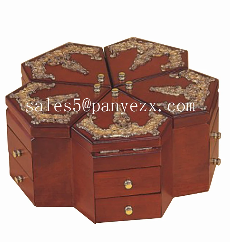 2021 античный, сделанный на заказ, роскошный, высококачественный и качественный, лаковый, деревянный подарочный футляр для ювелирных изделий с ящиками, оптовая продажа