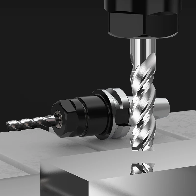 HUHAO Large core diameter high gloss 3 Flutes Aluminum Alloy Lengthened  Milling Cutter Spiral groove Tungsten Steel 2312131201