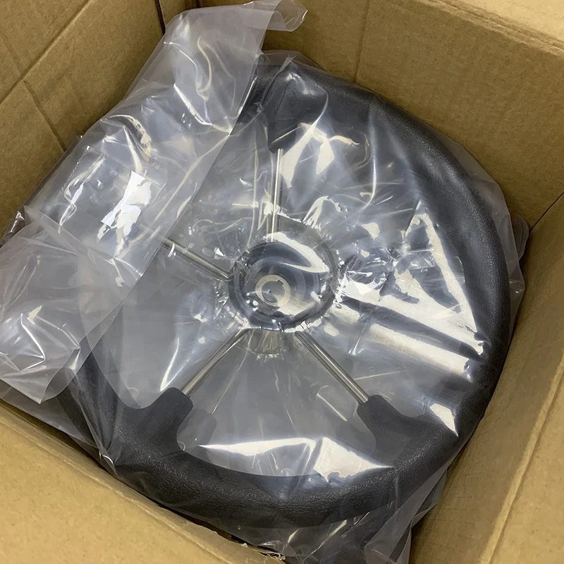 Marine Hardware 15 Inch Boat Steering Wheel Stainless Steel Silver Knob 5 Spokes Sport Steering Wheels High Mirror Polish 