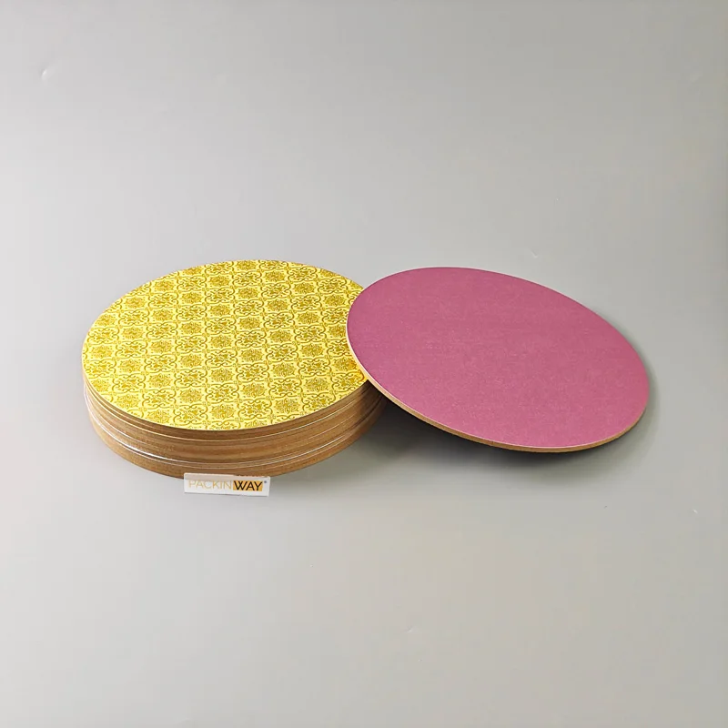 Food Grade Round MDF Cake Board Gold Birthday Masonite Cake Bottom Support Thickened Cake Drum Logo customized