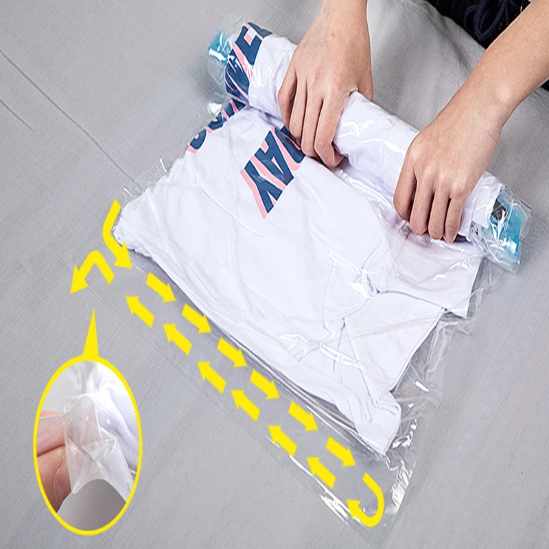 Cheap Price Plastic Vacuum Compressed Space Saver Seal Clothing Bag Travel Vacuum Clothes Storage Bags