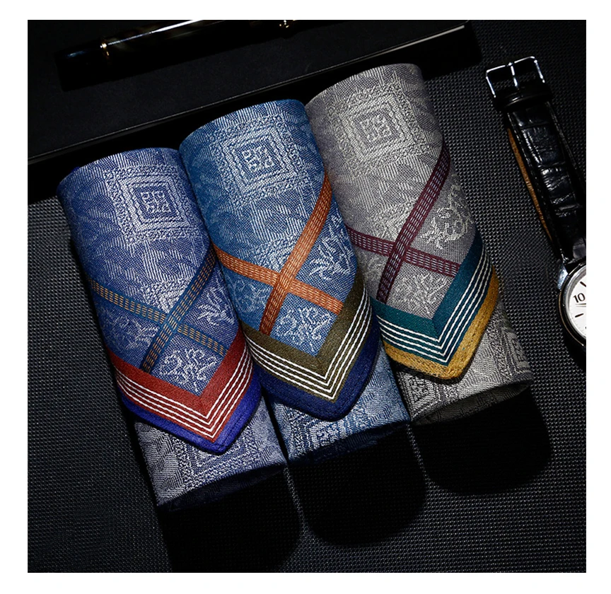 Custom Wholesale Luxury Pocket Squares Jacquard Cotton Handkerchiefs For Men