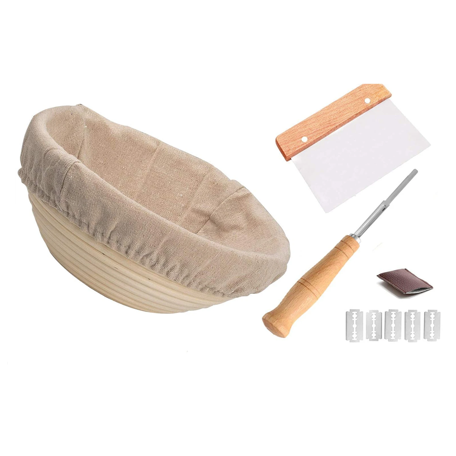 8.5 Inch Basket Bread Proofing Basket Baking Bowl Dough Gifts With Stainless Steel Scraper