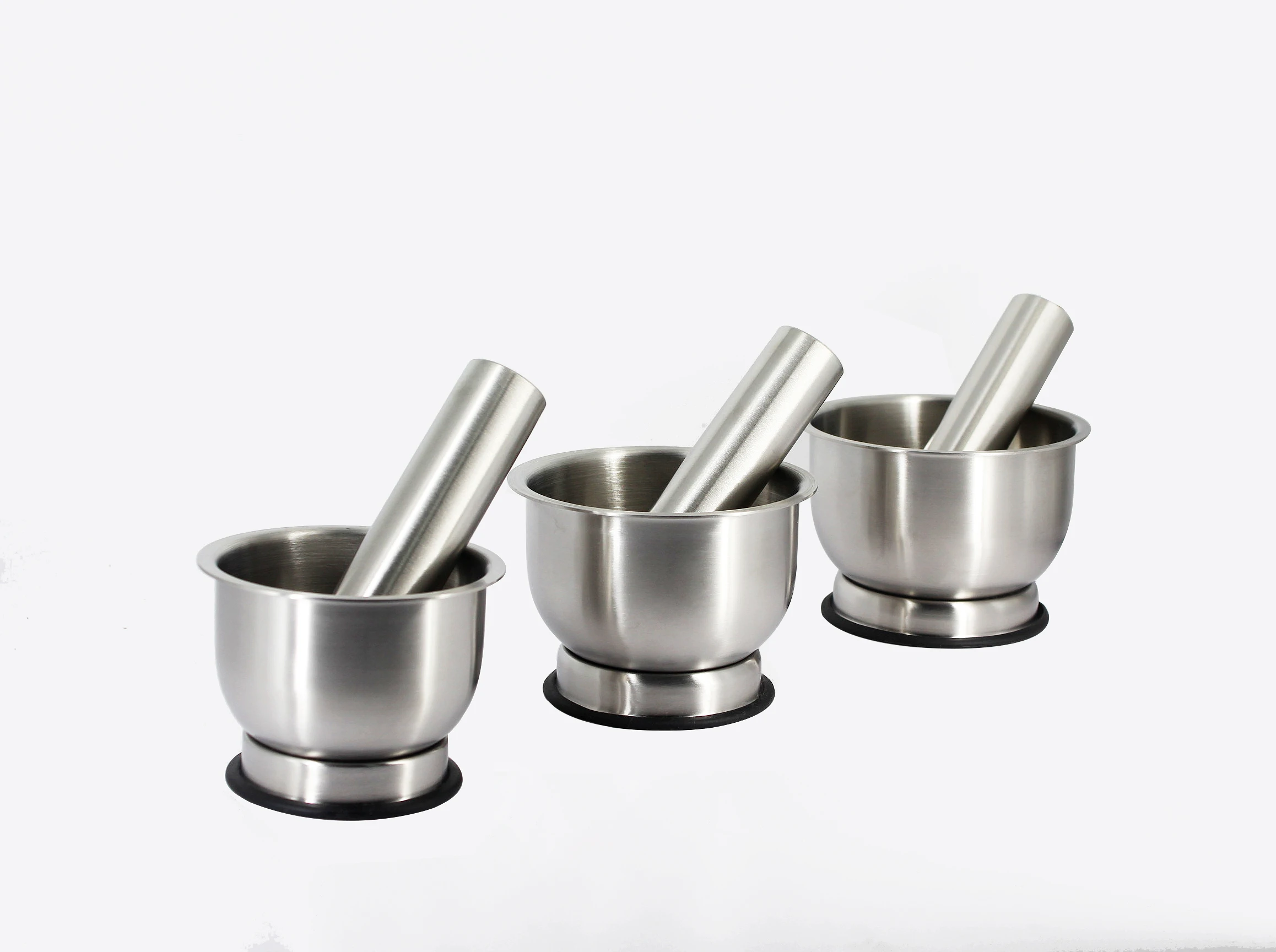 Kitchen Accessories Hand Masher Bowl Pill Salt and Pepper Grinder Set 304 Stainless Steel Manual Mortar and Pestle Set