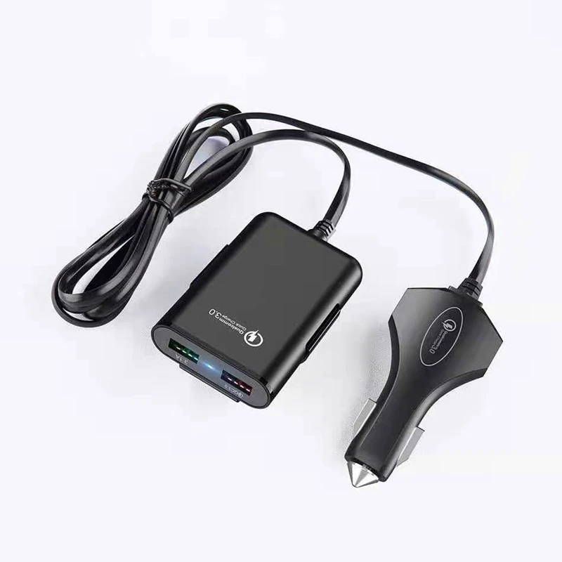 4 USB QC 3.0 Car Charger Quick Charge 3.0 Phone Car Fast Front Back Charger Adapter Car Portable Charger Plug for iPhone