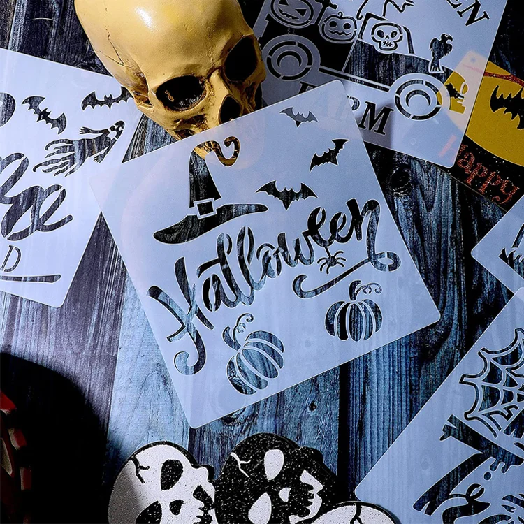 Хэллоуин живопись трафарет многоразовый картины DIY шаблон череп человека-паука призрак трафареты