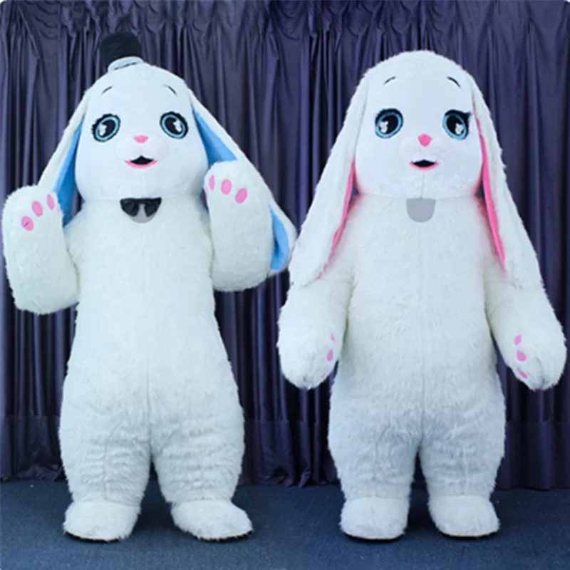Adult Cute Easter Bunny Costume Inflatable Rabbit Mascot Costume Cosplay Furry Suits