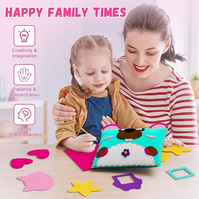Bemay Toy Feld DIY Sewing Kit for Kids 7pcs Lovely Felt Craft Educational Toys