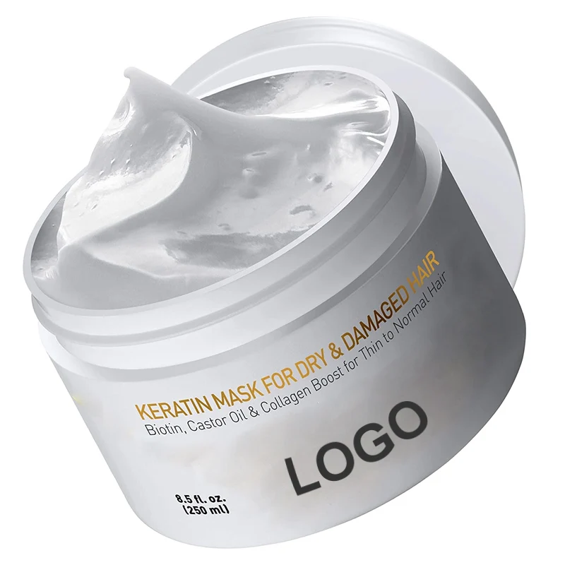 OEM ODM Vitamins Keratin Hair Mask Deep Conditioner Biotin Protein With Castor Oil Repair For Dry Damaged And Color Treated Hair