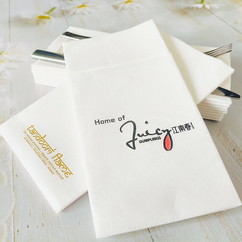 1-Ply Soft Virgin Wood Pulp Airlaid Napkin Colored Disposable Cocktail Dinner Serviettes Folded Bag Style for Restaurant Use