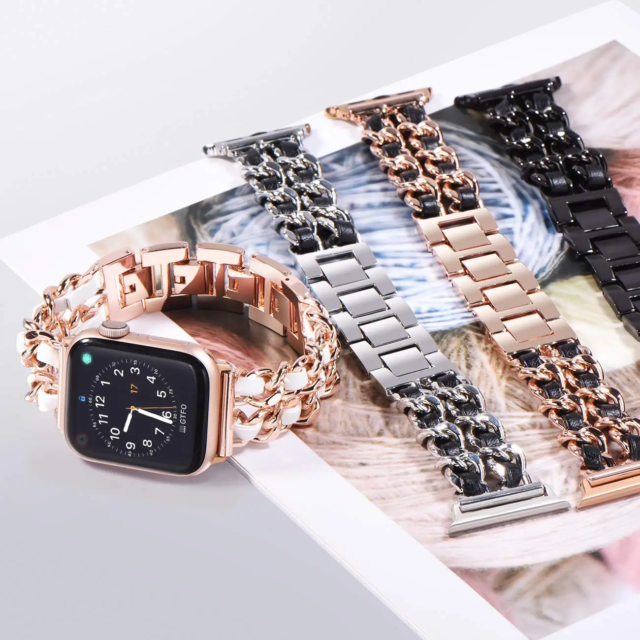 Cuban Link bracelet for Apple watch band 40mm 41mm 38mm 44mm 45mm 42mm Trend Metal belt Bracelet iWatch serie 3 4 5 6 se 7 strap