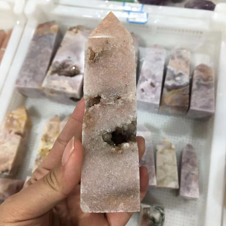 Natural Pink Amethyst Wands Towers Crystal Point For Feng Shui