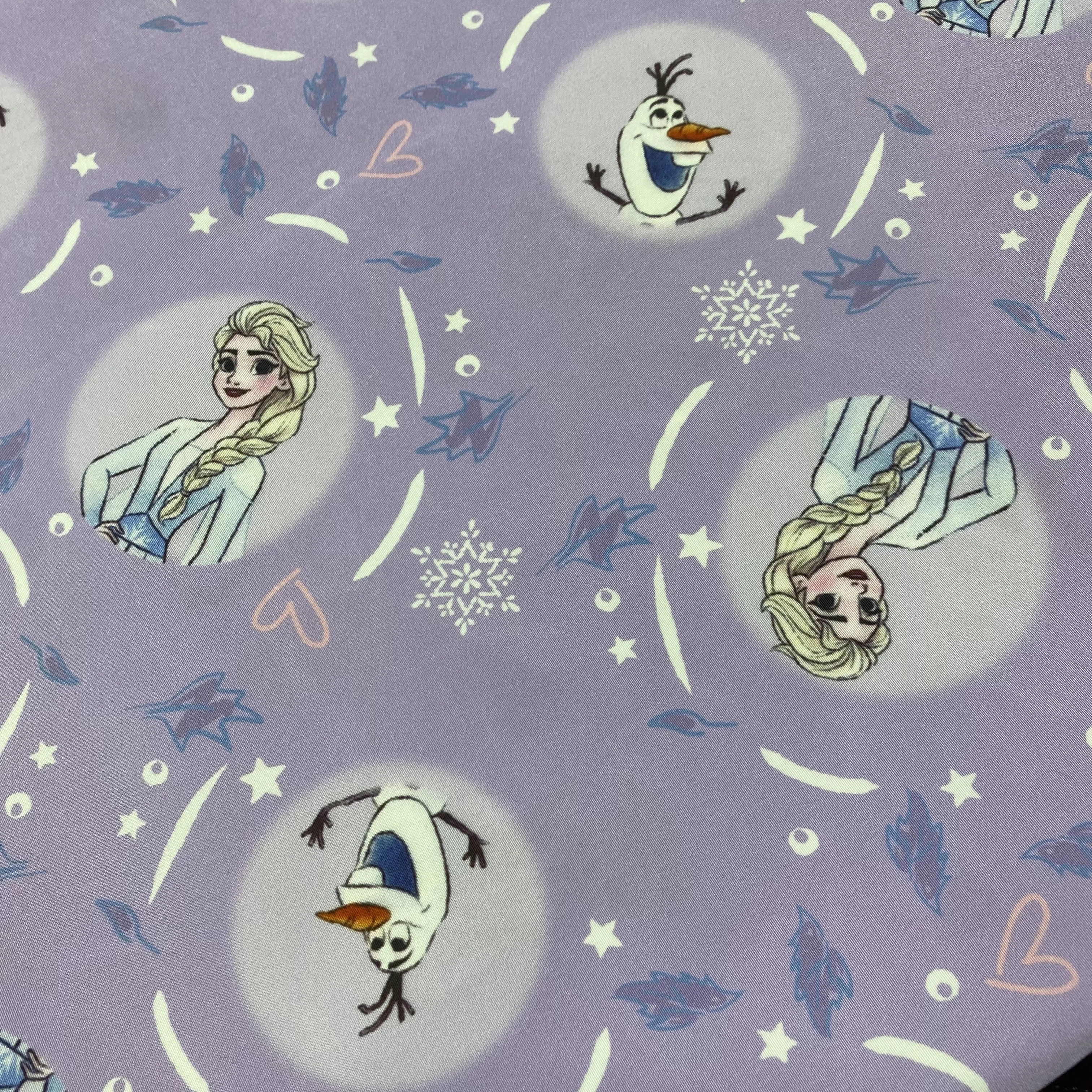 Customized Weft TPM Fake Faux Memory Digital Print 75D*75D Fabric Frozen Anna For Jacket