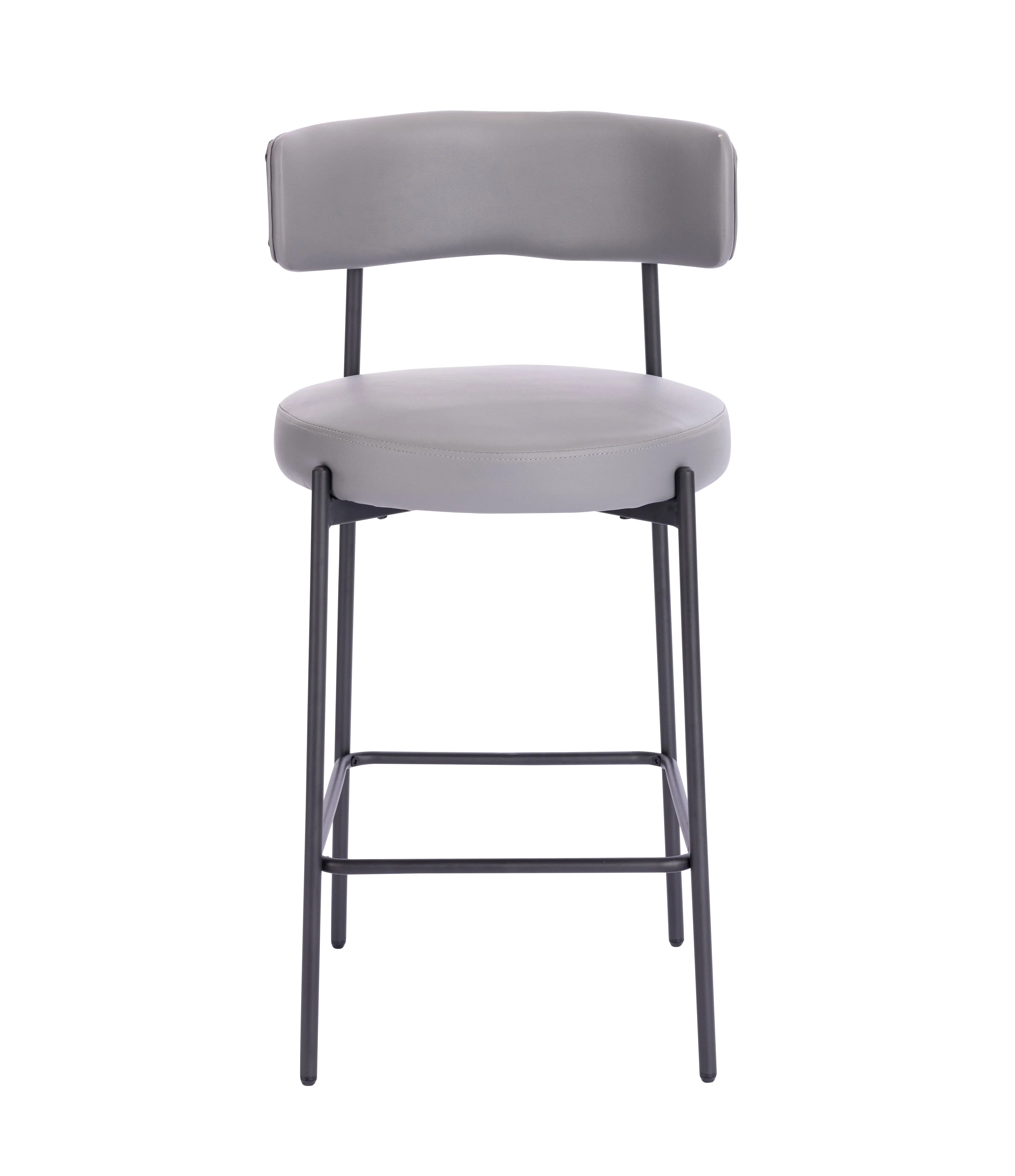 Manufacturer Supplier Mid Back Leather Soft Leather Seat Cushion Kitchen Counter Metal Legs High Bar Stool