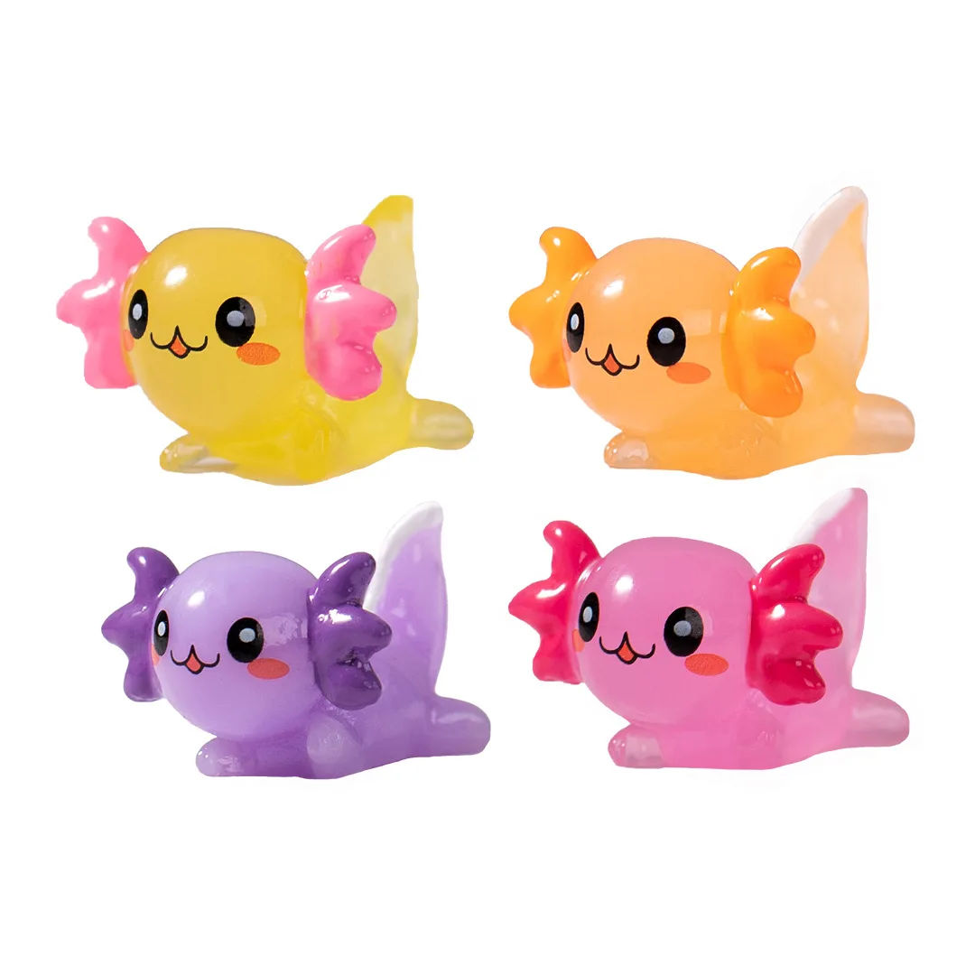 Cartoon Miniature Figurines Cute Resin Multi Color Axolotl Fish Multi Animal Keychain Toy Model for Fish Tank Aquarium Decor