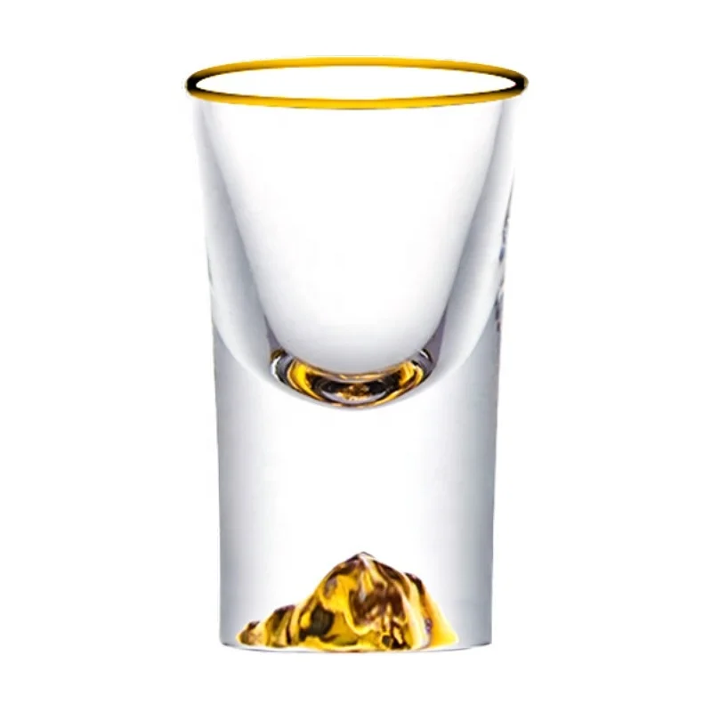 Manufacturer of 12ml thick bottom shot glasses with gold rim  customized shot glass gold rim free samples premium quality
