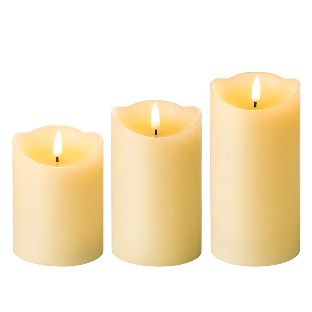 3d real flame 8 H10 H12.5 H15 столб цвета слоновой кости парафиновый воск работающие от аккумулятора светодиодные свечи с выдувным датчиком