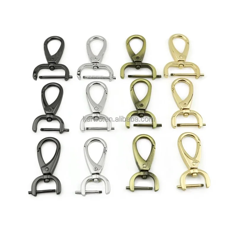 Karwo metal screw bar bag swivel clasp removable screw rod fish buckle snap hook