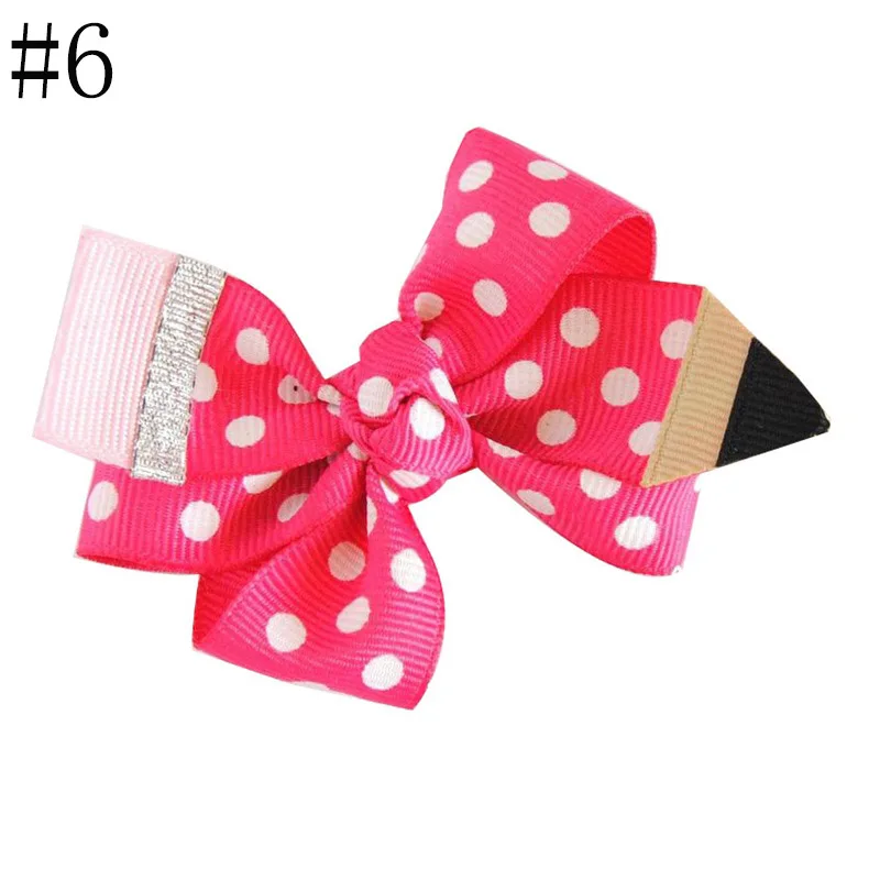 3' Mini Pencil Girl Hair Bows Accessories With Clip Back To School Hair Clip Hairpins Hair Ornaments