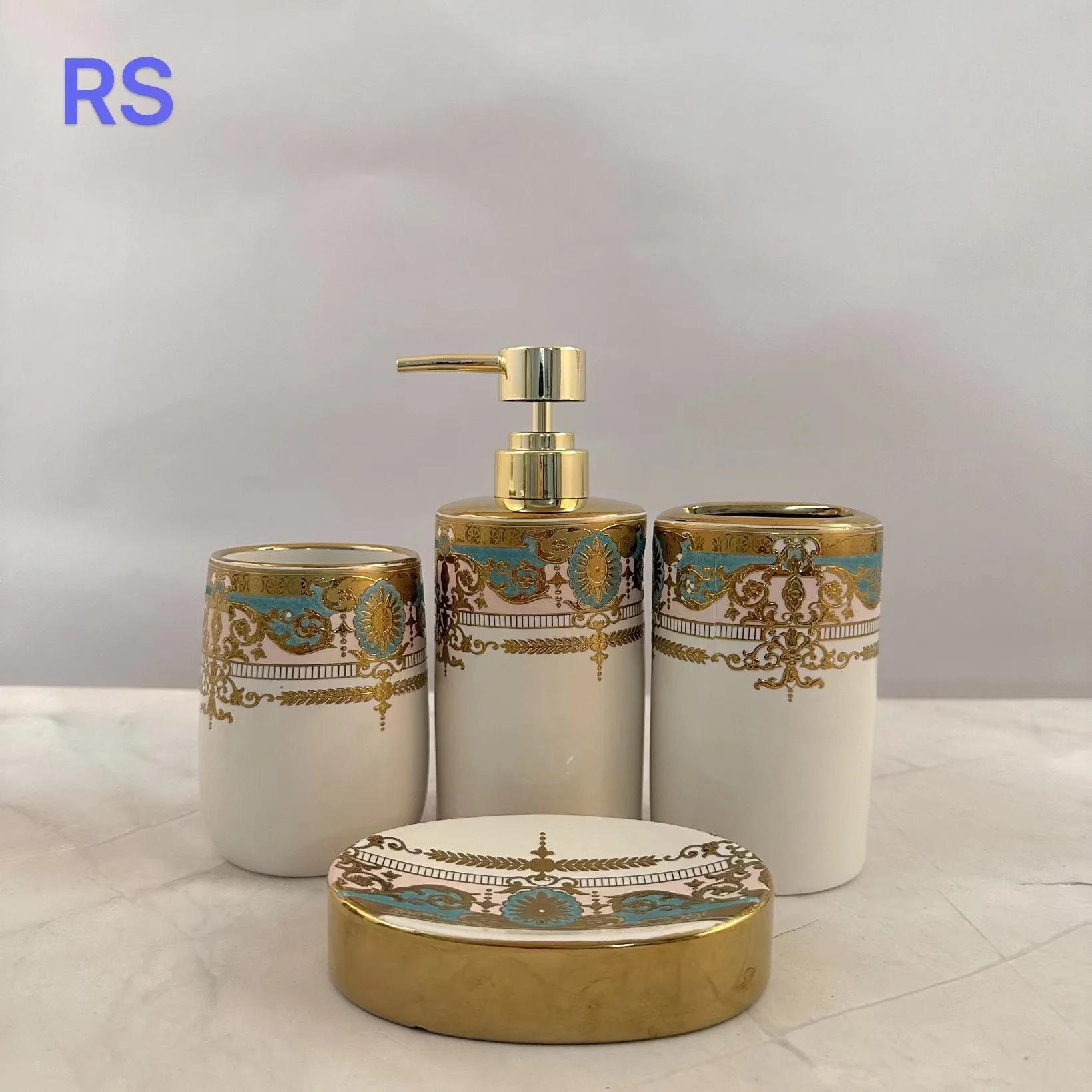 Wholesale High Quality Ceramic Bathroom Accessories Sets Decorative Porcelain Bath Set For Home