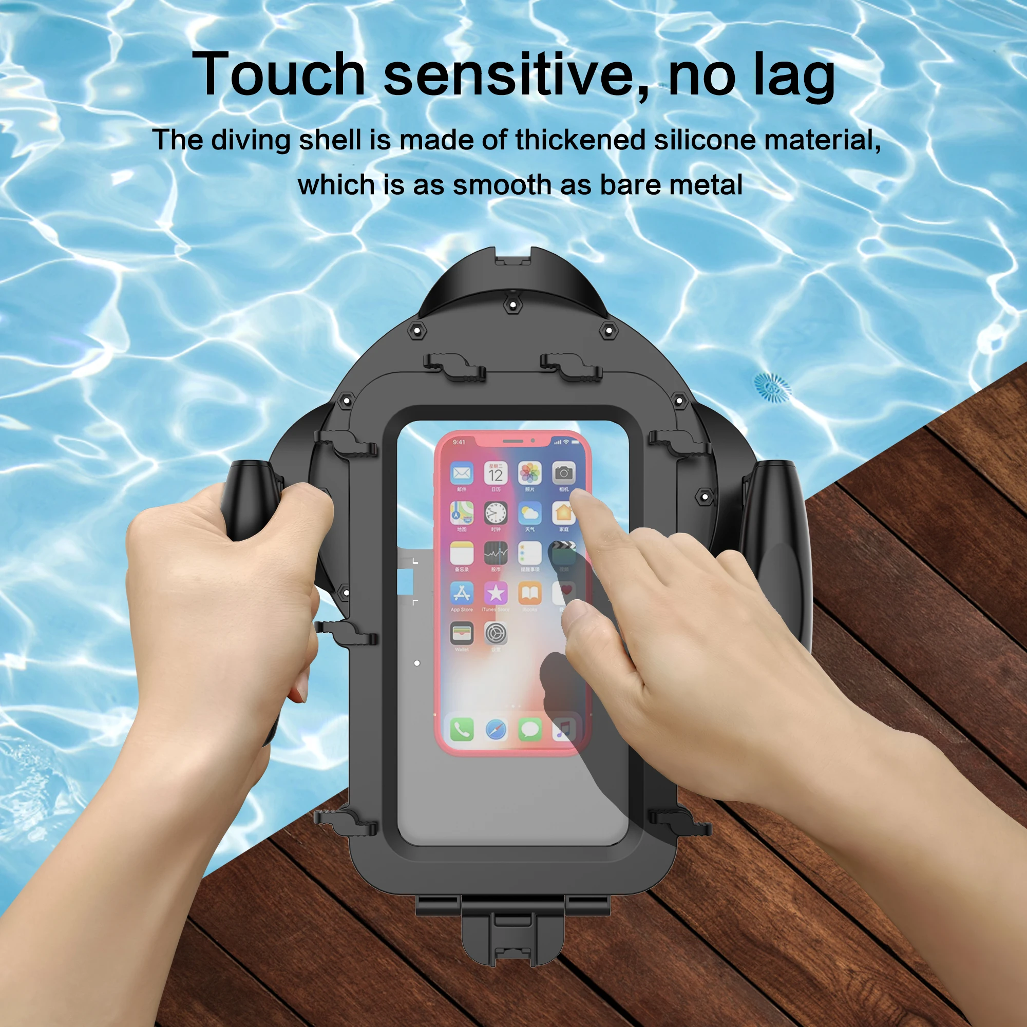 High End Wholesale Universal Waterproof Underwater Dome Diving Phone Case With Dual Handle Holder for IPhone 13 Pro Max Samsung