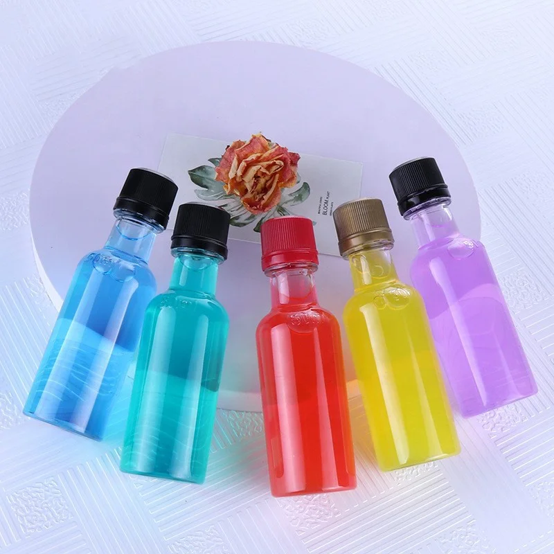 Mini Liquor Liqueur Bottles 50ml 1.7 Fl oz Empty Whisky Spirit Bottles With Caps For Flavoured Gins Vodka Gin Plastic Bottles