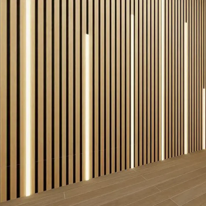 Akupanel Modern Bedroom Ceiling 3000mm Wide Slat Acoustic MDF Wood Wall Panels 3D Oak Decor Burned Hanger Sound Includes Cover