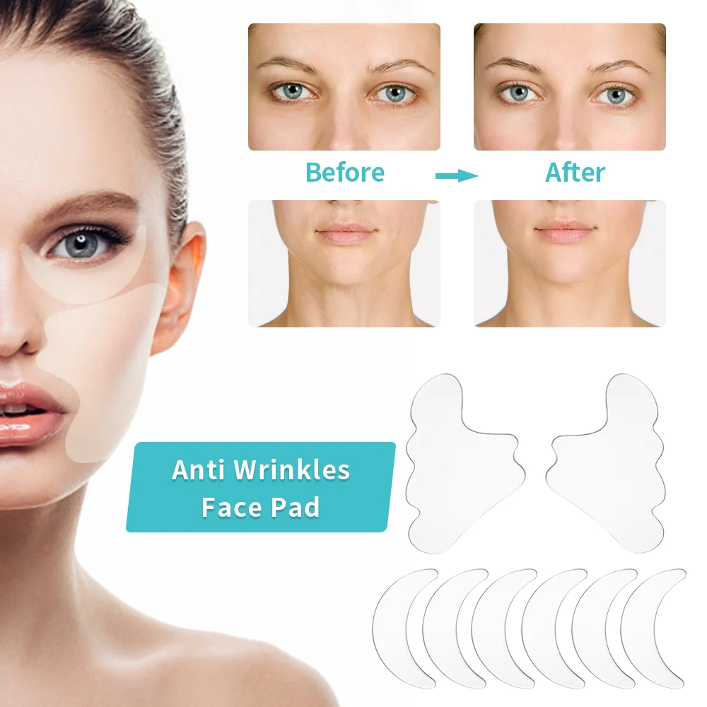 Reusable Silicone Wrinkle Removal Sticker Forehead Neck Eye Sticker Pads Anti Wrinkle Patches Anti Aging Face Lift Tape