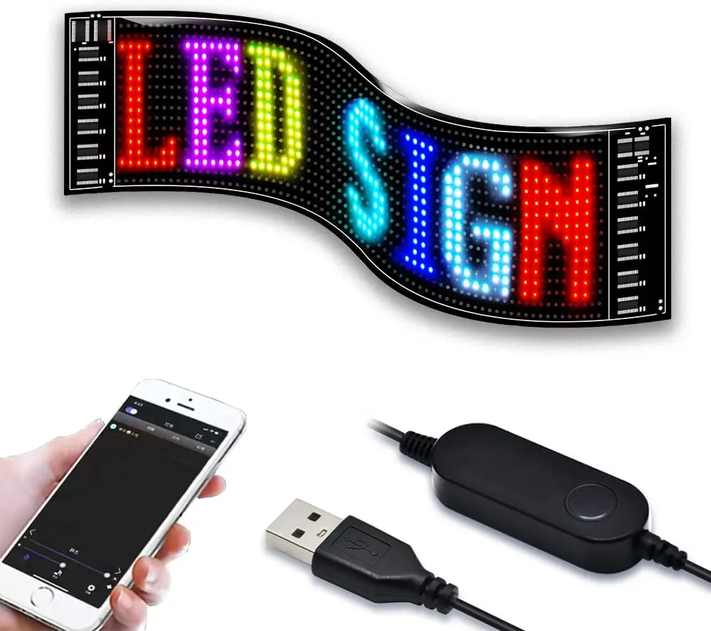 LED Matrix panel APP Control USB 5V Flexible LED Screen Scrolling Text Pattern Animation LED sign display