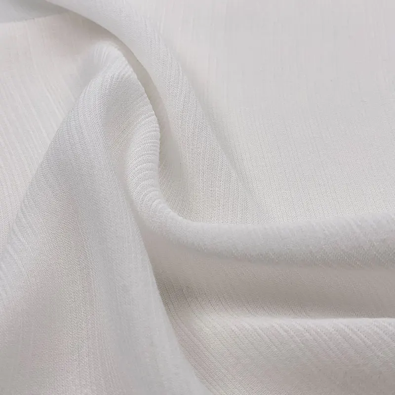 Summer PFD white spun light transparent sheer gauze georgette crinkle wrinkle crepe de Chine 50% rayon 50% viscose fabric