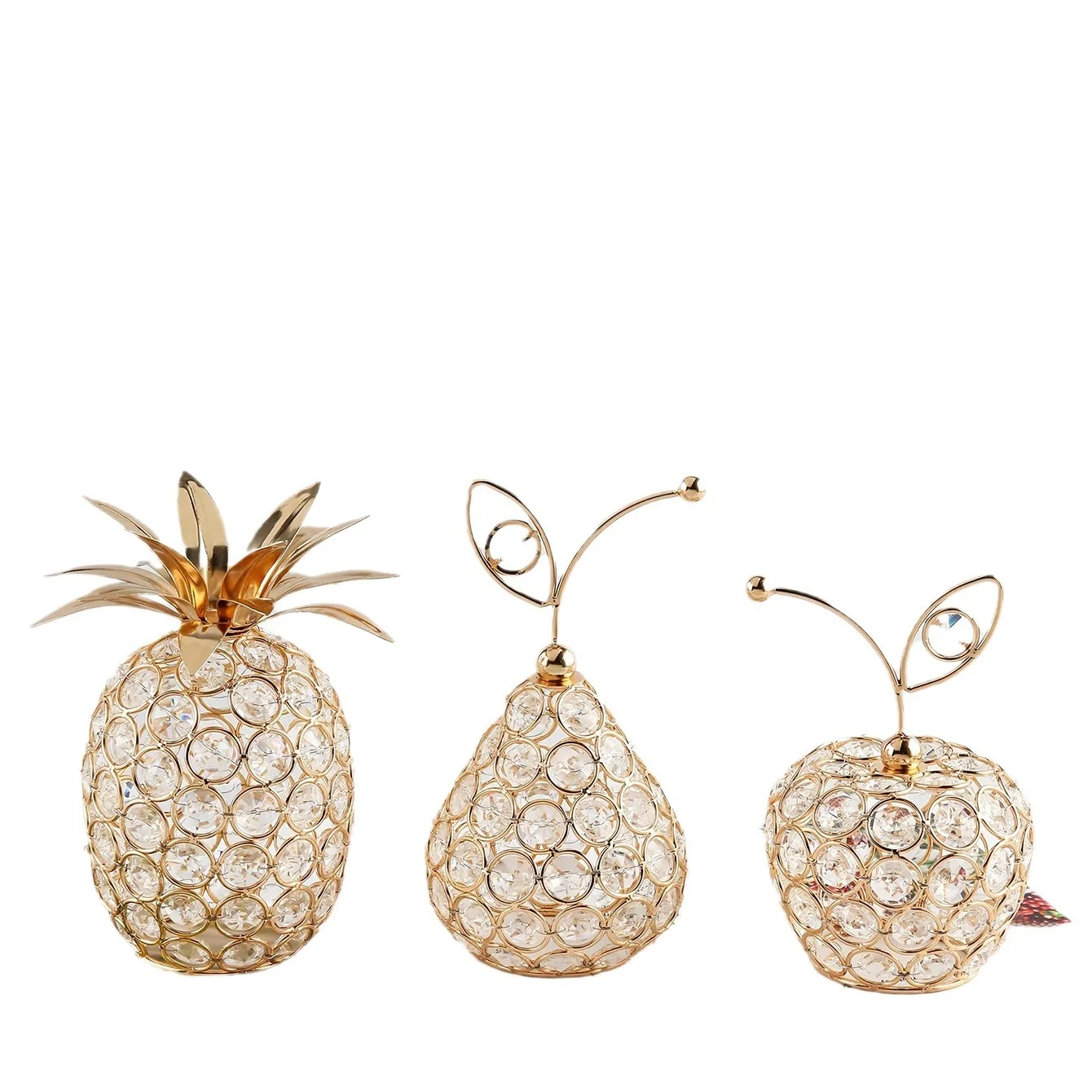 European creative crystal fruit crafts Apple snow pear pineapple wedding props home decoration