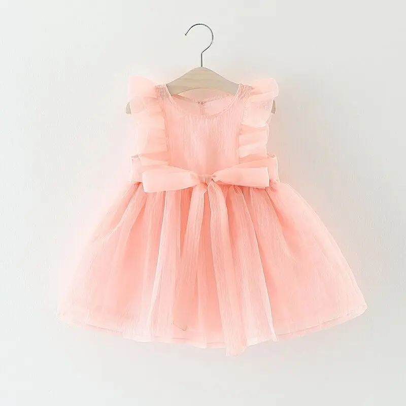 Hao Baby Summer Girls Wear Toddler Pure Color Dress Children Party Beautiful Dress