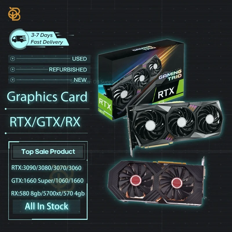 In Stock GPU GTX 1660S Used Graphics Cards GTX 1660 Super  1080ti 1060 1050ti 1650 6GB GDDR6 GTX Graphics Cards
