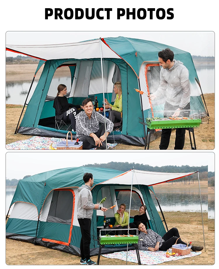 2024 Big Event Tent Camping Tents 12 Persons Waterproof Outdoor Family And Tent 2 Bedroom For Family Party