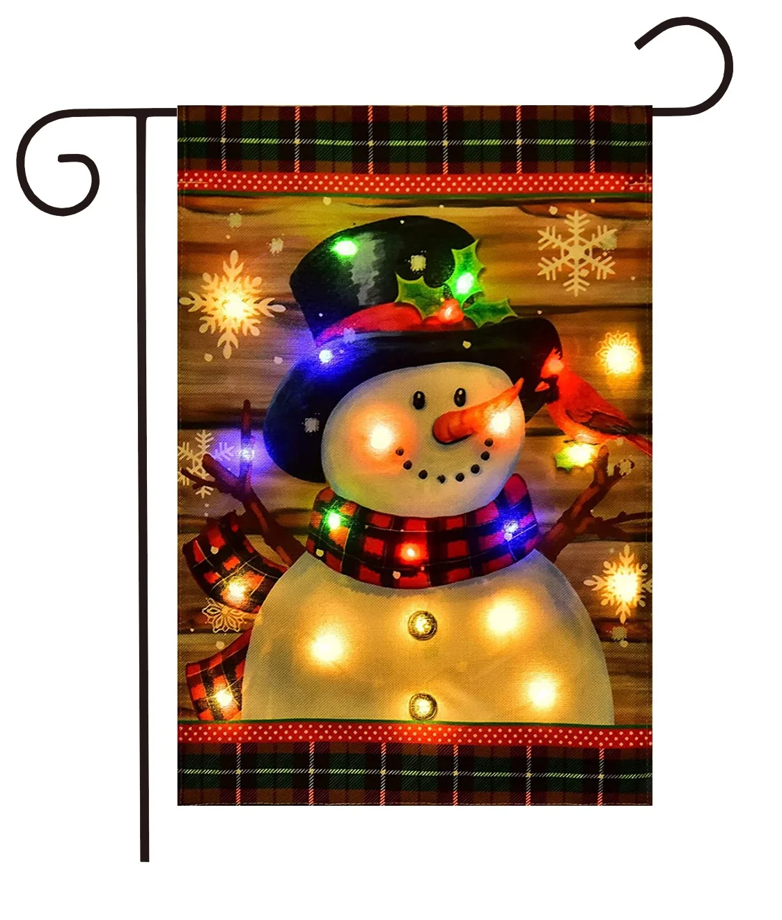 12*18inch Double Sided Small polyester Led lighted garden flag solar Led lighted Christmas garden flags