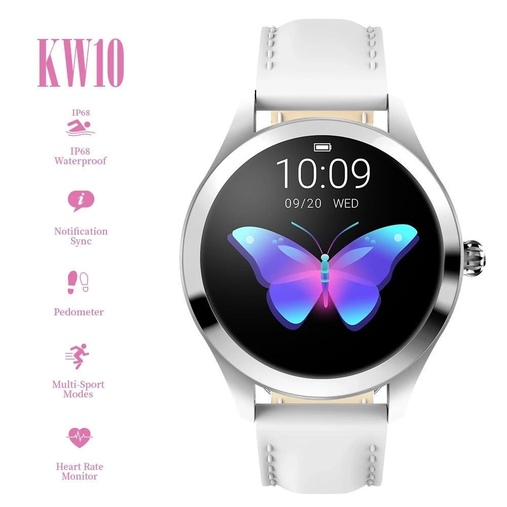  KW10 Smart Watch Women 2021 IP68 Waterproof Heart Rate Monitoring smart watch For Android IOS Fitness Bracelet