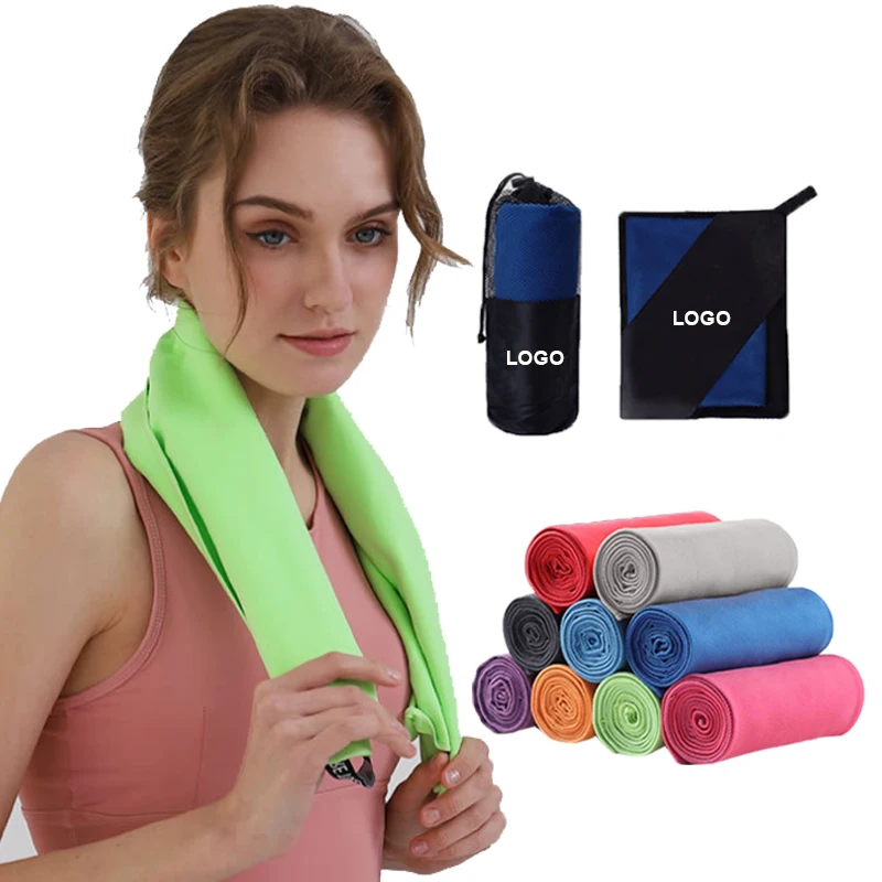 Custom print workout swim fitness travel sweat cooling quick drying microfiber gym sports towel