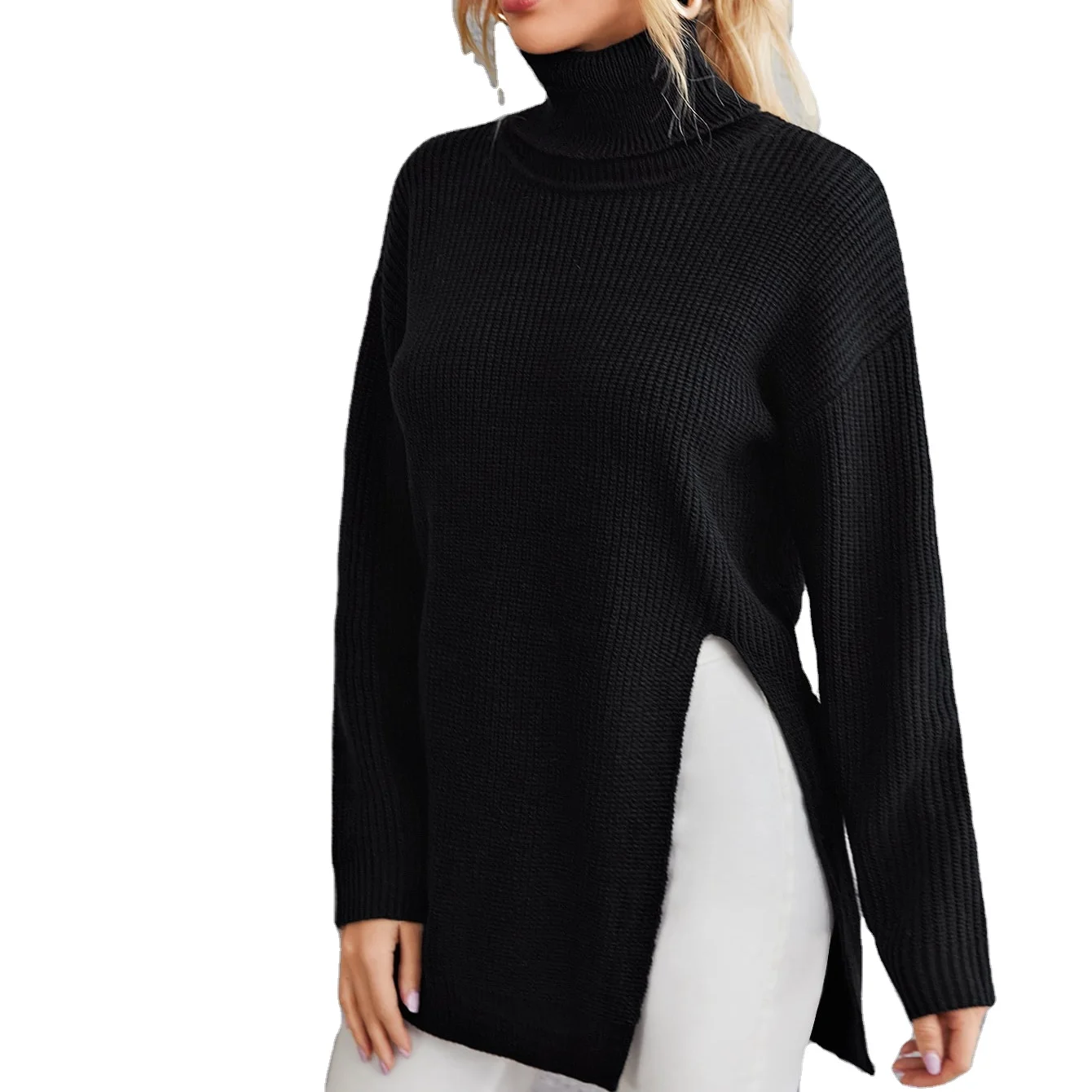 manufacturer custom korean fashion long sleeve christmas cashmere turtle neck winter fall women pullover loose knit Sweaters