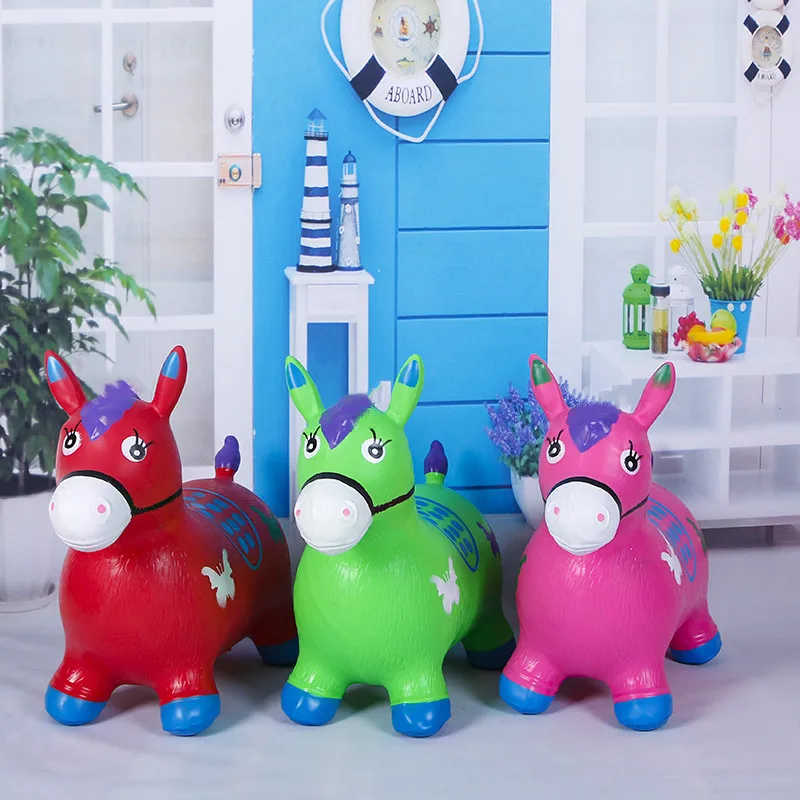 Wholesale Multicolor PVC Dog Jumping Animal Hoppers Toy PVC Inflatable Bouncing Horse with Music and Paint