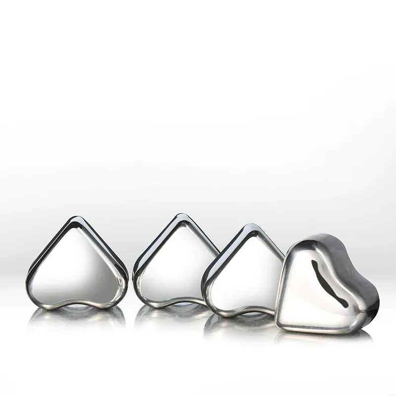 Reusable Metal Stainless Steel 304 Ice Cubes Heart-Shaped Chilling Red Wine Whiskey Ice Cubes Bar Accessories