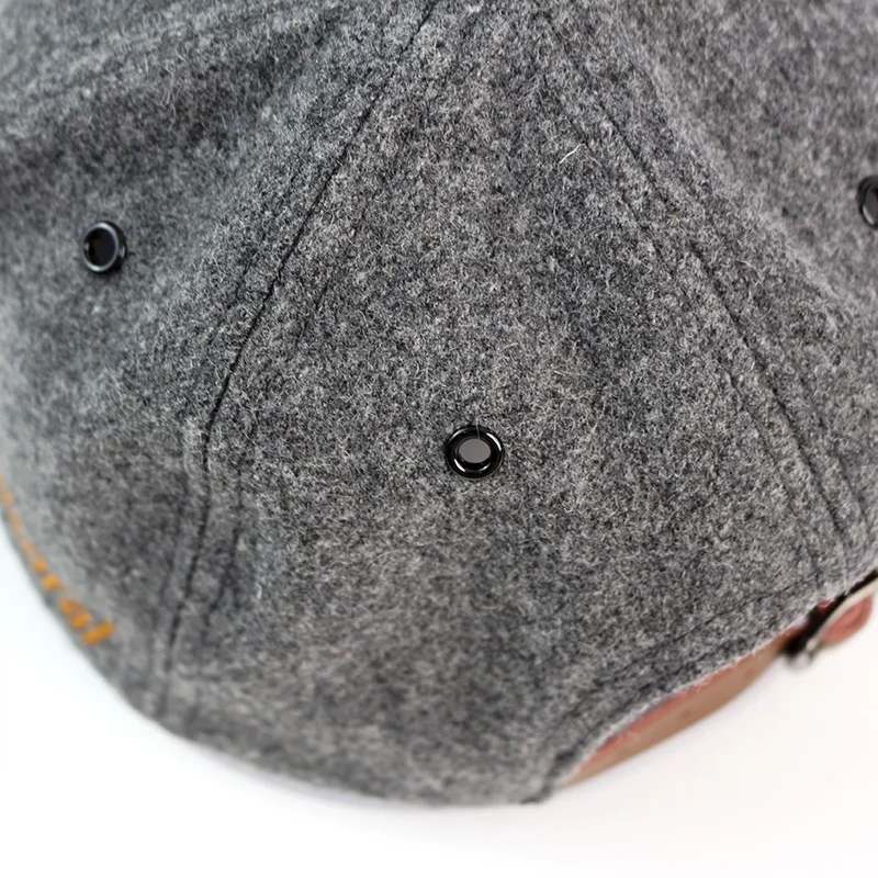 HS37 Wholesale wool felt baseball dad camper cap hat suede brim 5 panel blank sports wool baseball cap hat for men