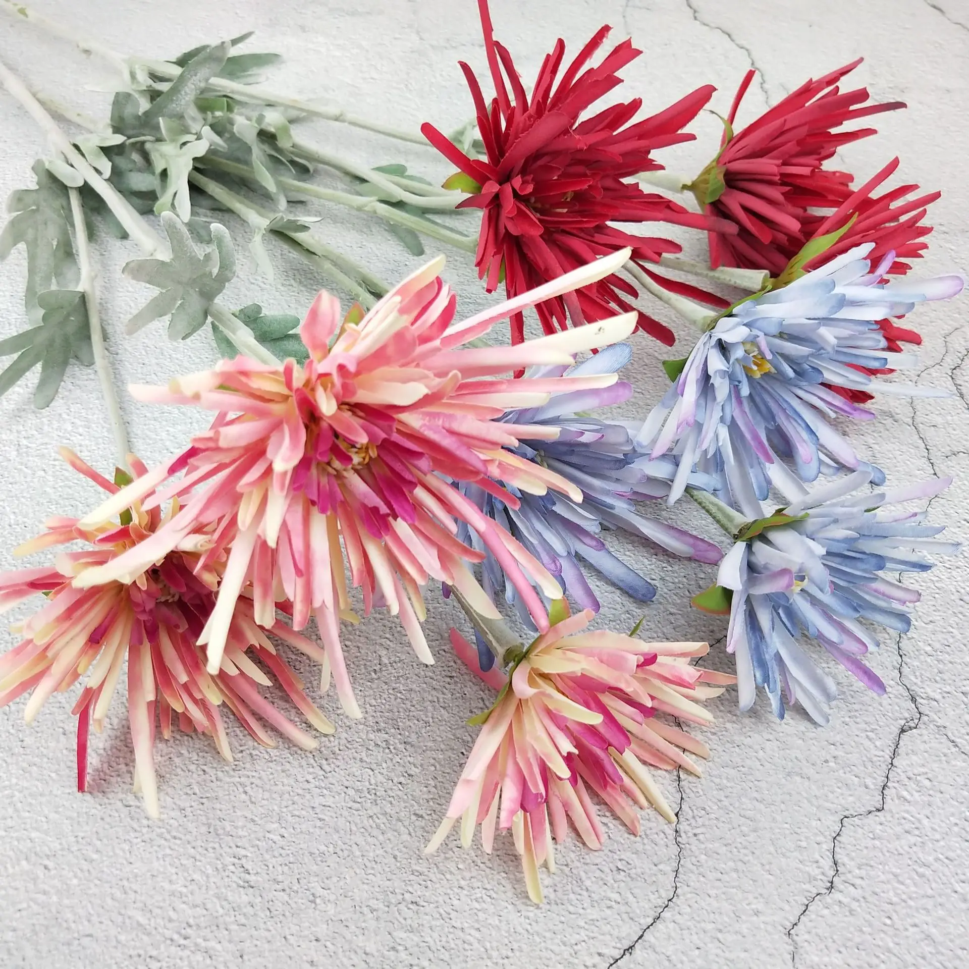 SN-M152 Spider Mums Artificial Flower Bouquet with Single Stem for Arrangements Weddings Table Vase Office Party Decoration