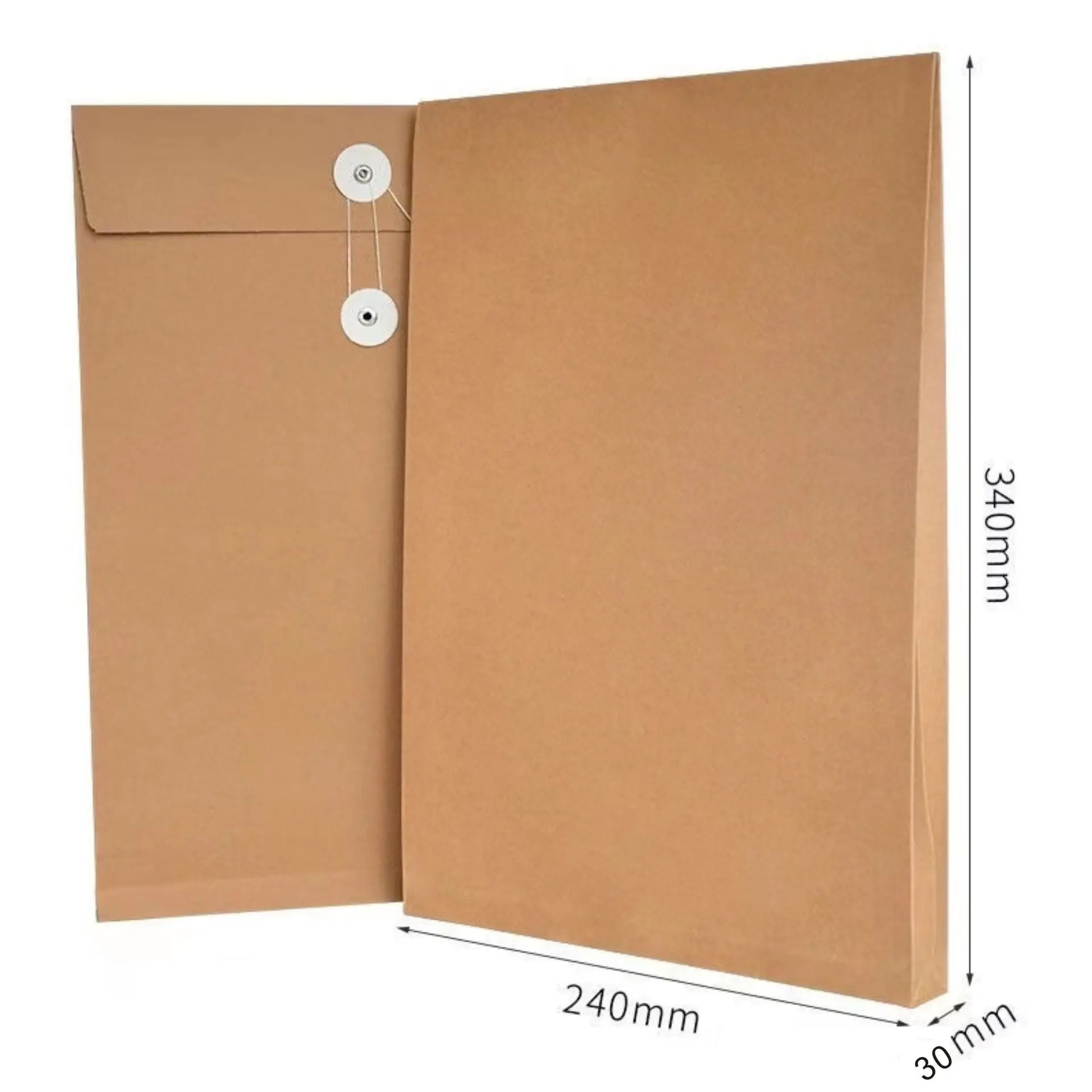 recycled  string tie  A4 letter size files mailer packaging bag Brown  paper file storage envelope with button string closure