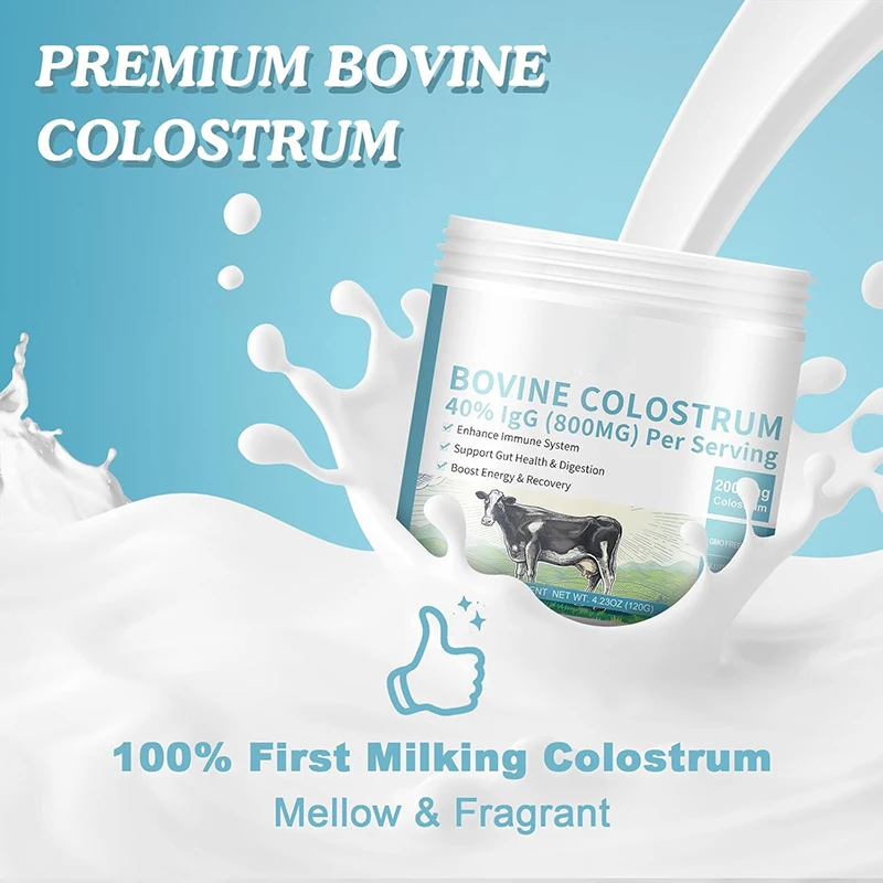 OEM Bovine Colostrum  Powder 40% IgG Immunoglobulins for Immune Support, Hair Growth, Gut Health, Muscle, Energy
