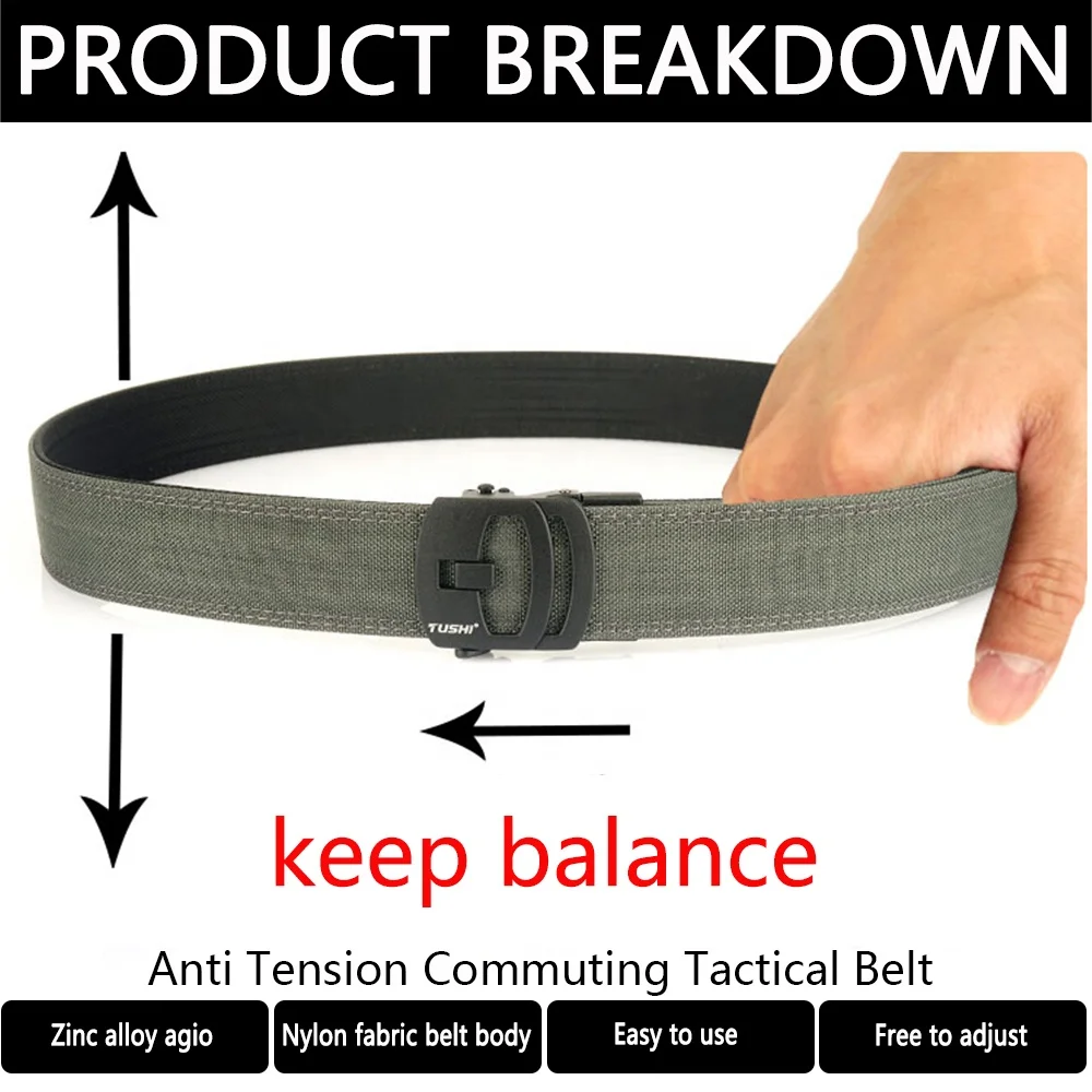 Wholesale Bilayer Nylon Hard Tactical Belt for Men Automatic Metal Heavy Duty Utility EDC Belt  IPSC Outdoor Casual Belt Factory