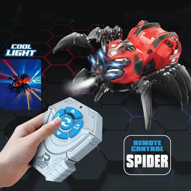 New Simulation Rc Animal Remote Control Spider Toy With Light Music Spray