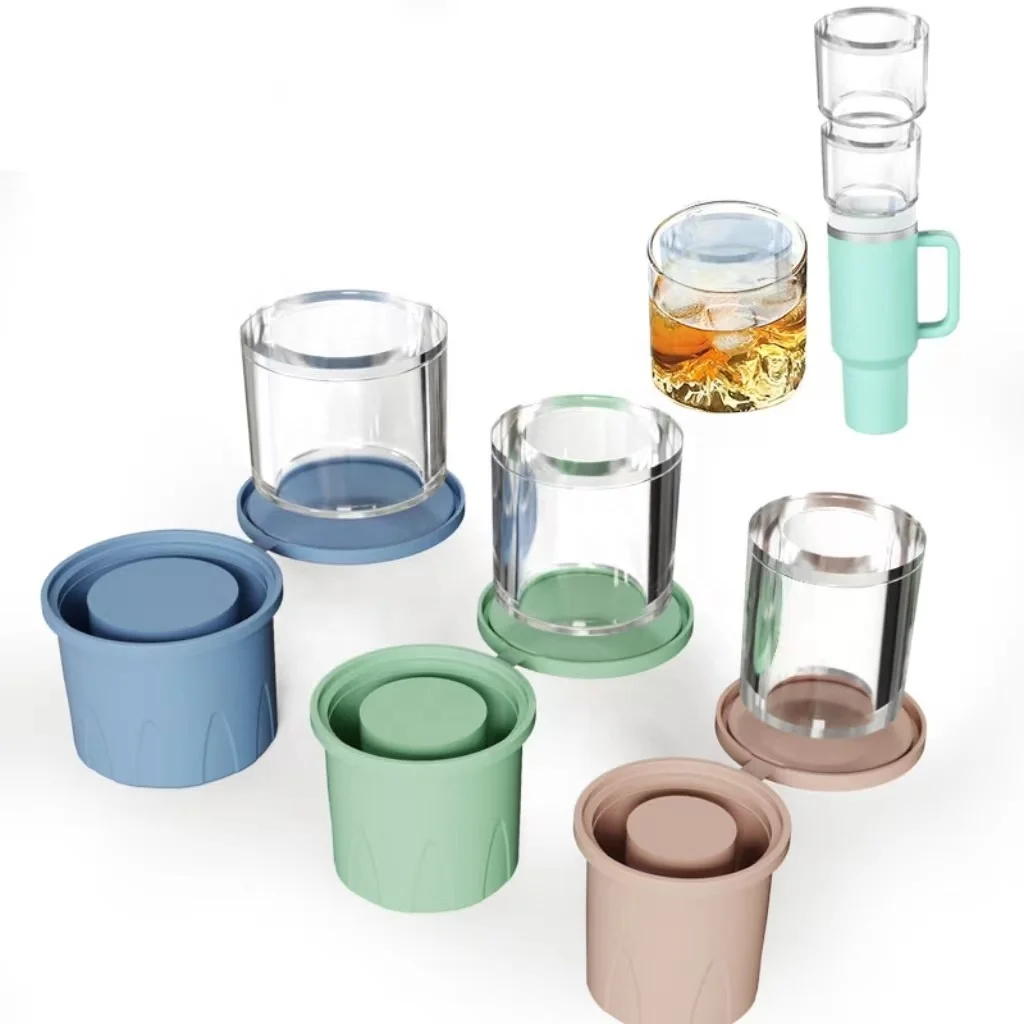 Round cup silicone Ice Cube tray with lid for 40 oz glass cooled ice making mold with lid for Stanley Cup ice mold