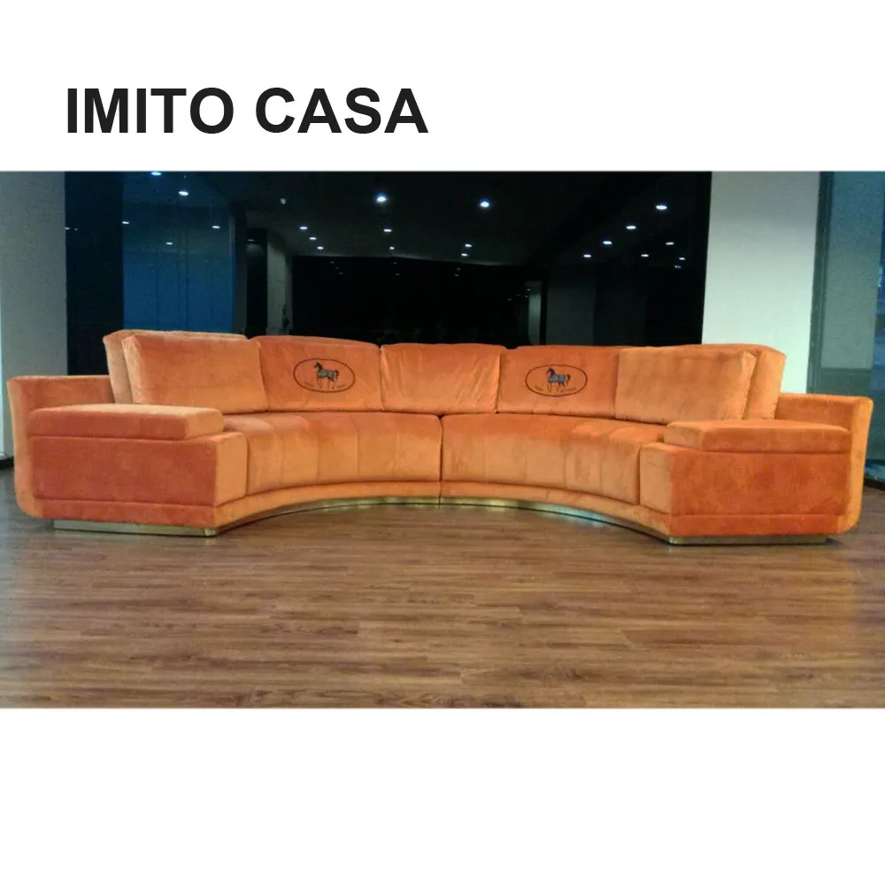
Luxury Italian Furniture Modern Orange Velvet Sofa Set 7 Seater / FF Style Quality Fabric Sofa Bed Half-Round Sofa Couch 
