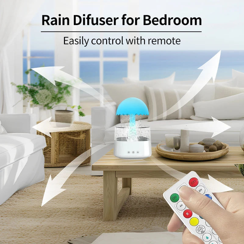 360 Aroma diffuser Rain Drop Humidifier Water Drip 450ml and Spray Mist at The Same Time humidifier for Home Large Room Bedroom